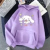 2023 Sanrioed Hooded Sweatshirts Autumn and Winter Clothing Clothes Anime Cinnamoroll Girls Pullovers Tops Boys Plush 4 - Cinnamoroll Shop