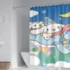 60 Style Sanrios Cinnamoroll kawaii Cartoon Shower Curtain With Hooks Anime Plush MildewProof Bathroom Partition Curtains 25 - Cinnamoroll Shop