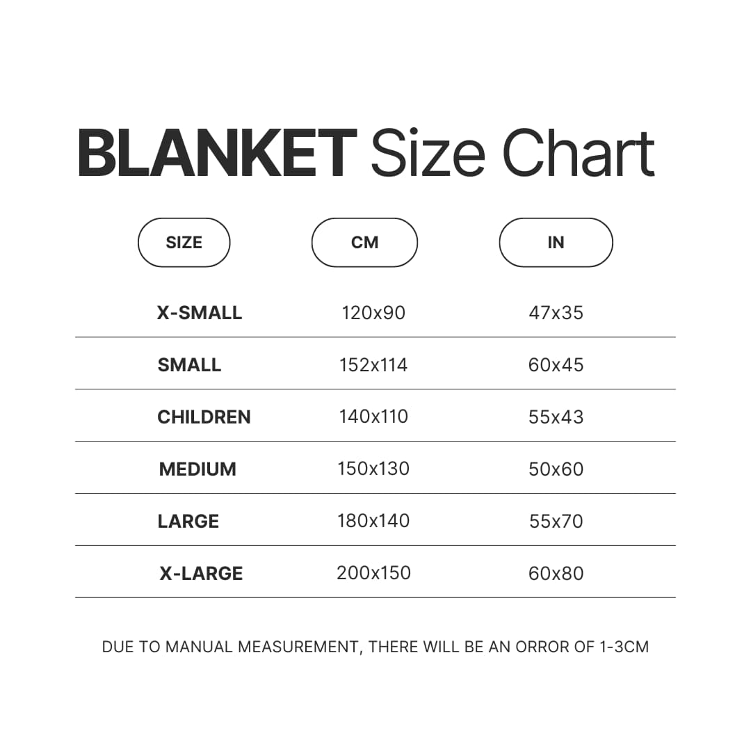 Blanket Size Chart - Cinnamoroll Shop