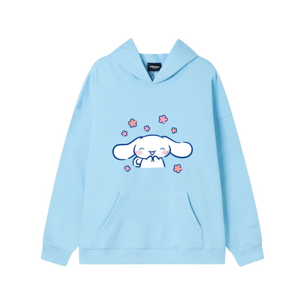 Hello Kitty Cinnamoroll Reflective Letter Hooded Sweatshirt Anime Cartoon Sanrio Printed Loose Sweatshirt Casual Sweatshirts 12 - Cinnamoroll Shop