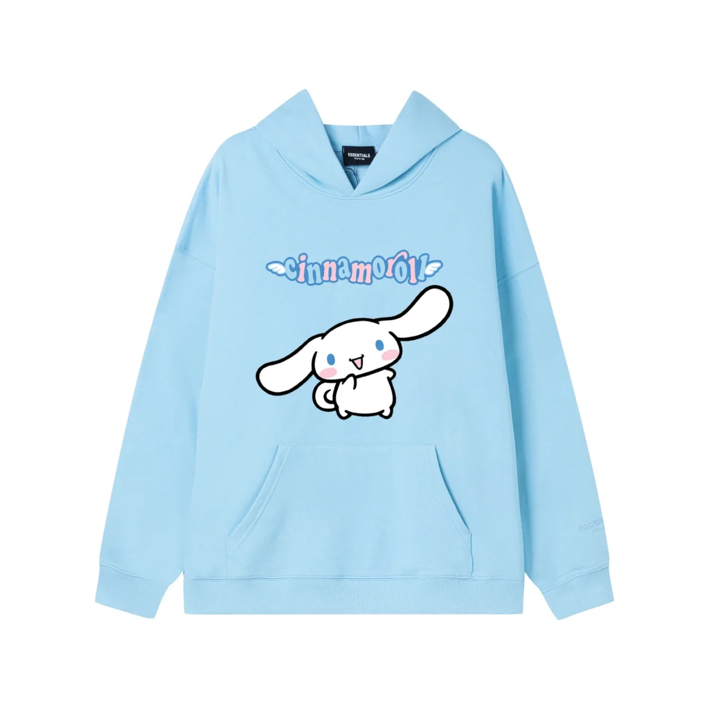 Hello Kitty Cinnamoroll Reflective Letter Hooded Sweatshirt Anime Cartoon Sanrio Printed Loose Sweatshirt Casual Sweatshirts 15 - Cinnamoroll Shop