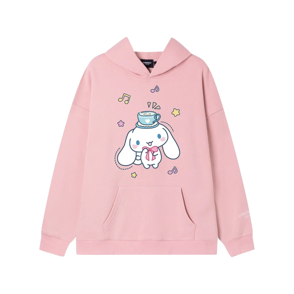 Hello Kitty Cinnamoroll Reflective Letter Hooded Sweatshirt Anime Cartoon Sanrio Printed Loose Sweatshirt Casual Sweatshirts 20 - Cinnamoroll Shop