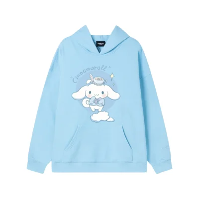 Hello Kitty Cinnamoroll Reflective Letter Hooded Sweatshirt Anime Cartoon Sanrio Printed Loose Sweatshirt Casual Sweatshirts 21 - Cinnamoroll Shop