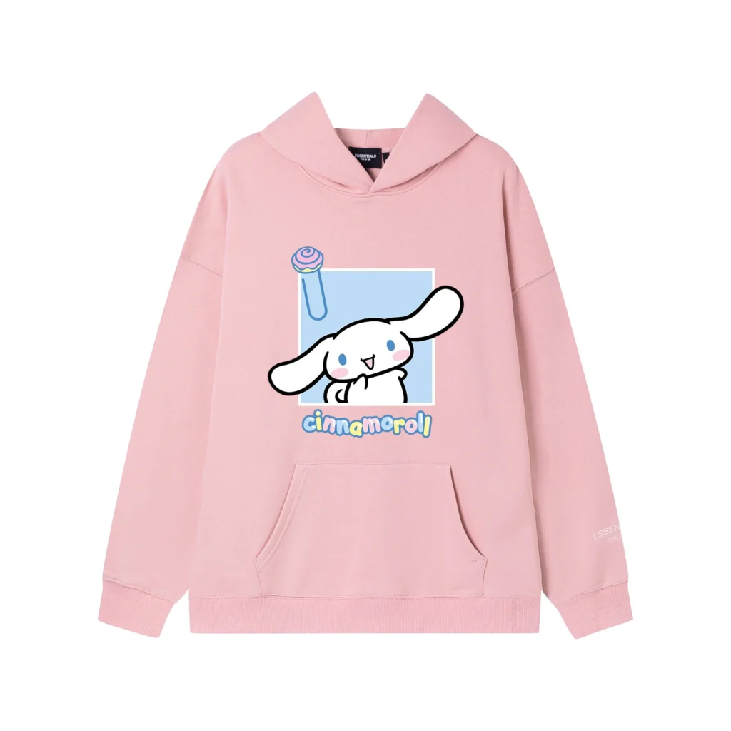 Hello Kitty Cinnamoroll Reflective Letter Hooded Sweatshirt Anime Cartoon Sanrio Printed Loose Sweatshirt Casual Sweatshirts 7 - Cinnamoroll Shop