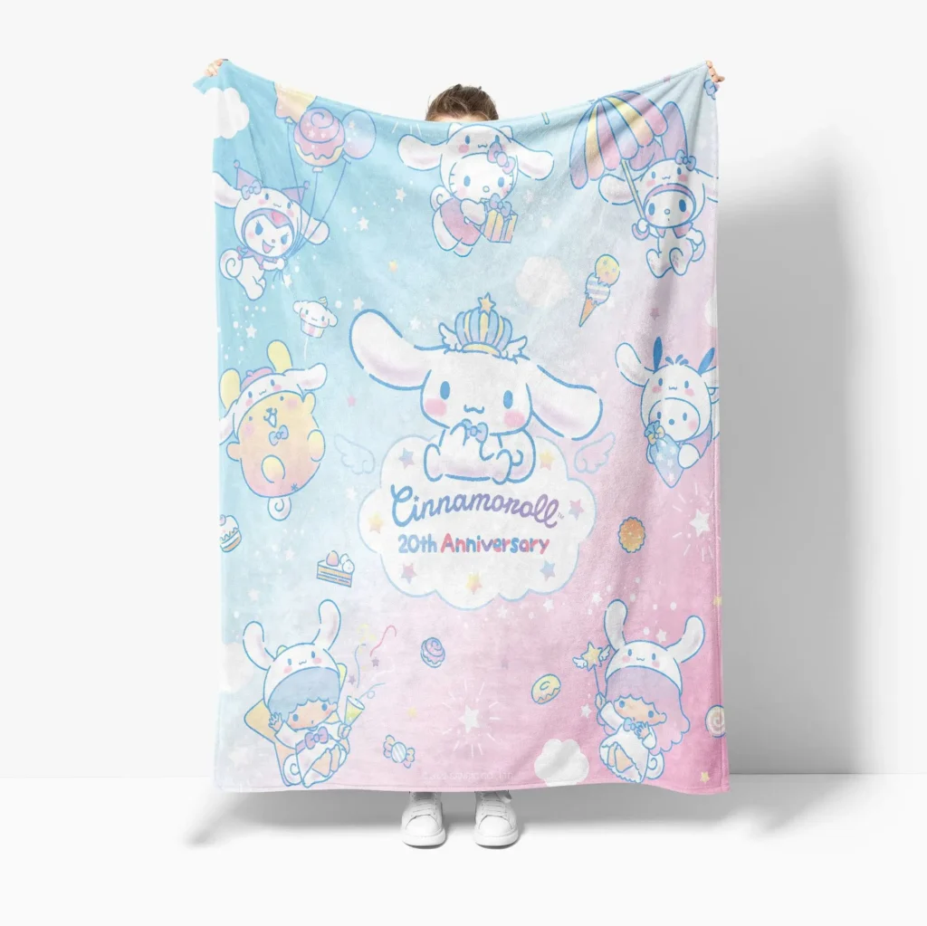 Kawaii Sanrios Blanket My Melody Kuromi Cinnamonroll Flannel Blanket Anime Plush Doll Lightweight Soft Bed Couch 12 - Cinnamoroll Shop