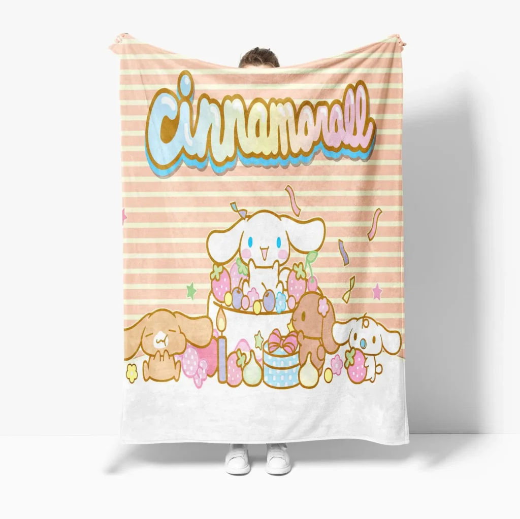 Kawaii Sanrios Blanket My Melody Kuromi Cinnamonroll Flannel Blanket Anime Plush Doll Lightweight Soft Bed Couch 16 - Cinnamoroll Shop