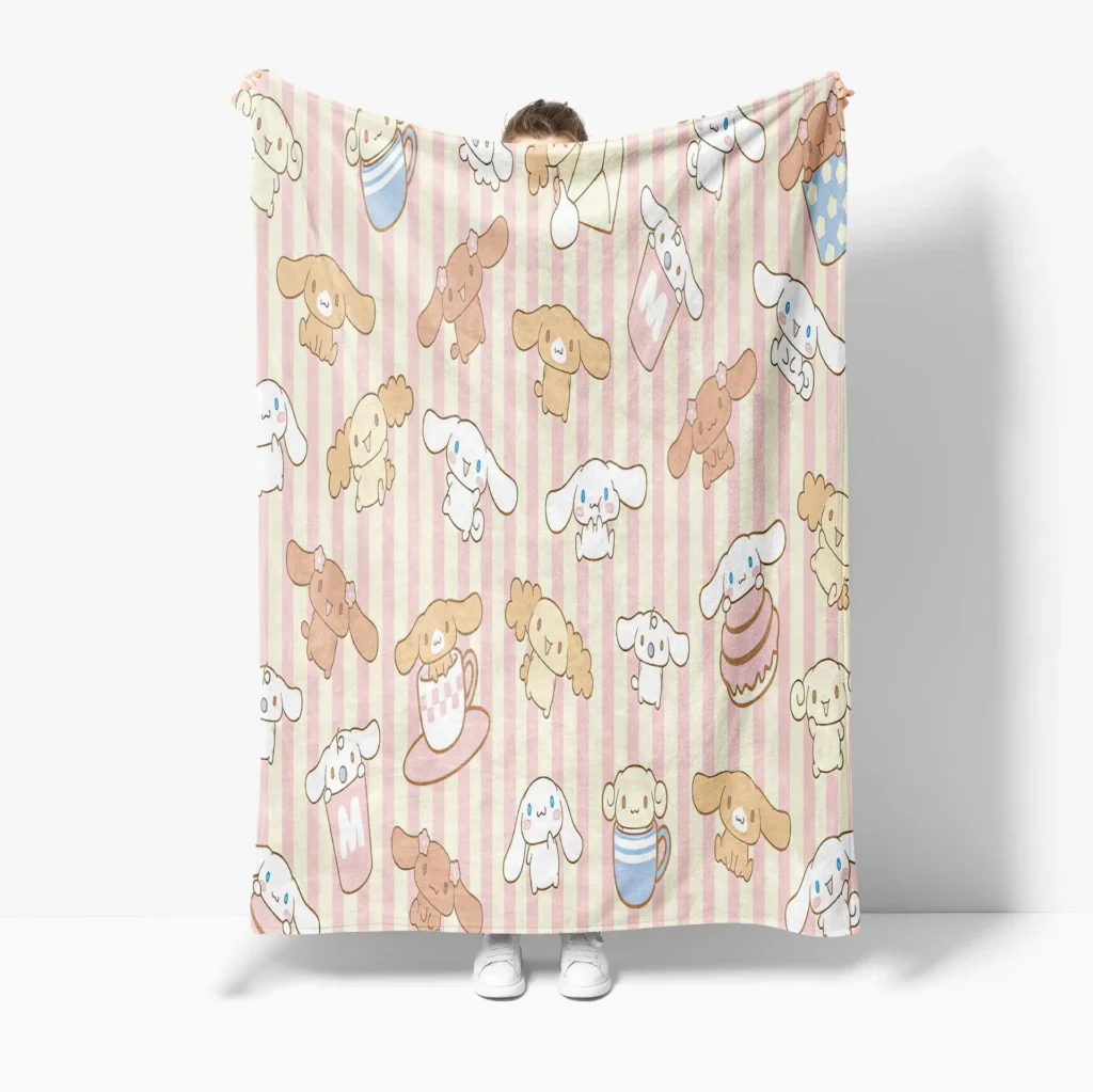 Kawaii Sanrios Blanket My Melody Kuromi Cinnamonroll Flannel Blanket Anime Plush Doll Lightweight Soft Bed Couch 17 - Cinnamoroll Shop