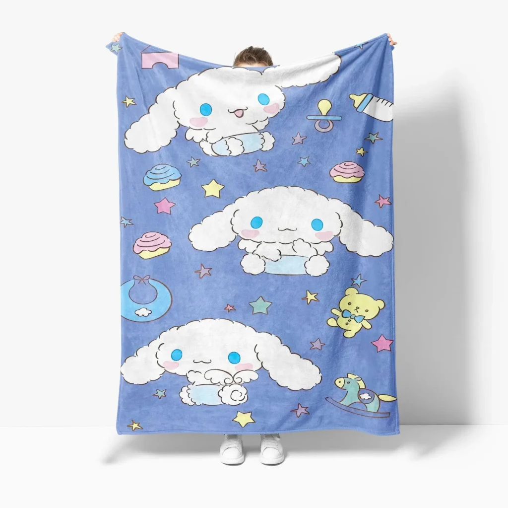 Kawaii Sanrios Blanket My Melody Kuromi Cinnamonroll Flannel Blanket Anime Plush Doll Lightweight Soft Bed Couch 2 - Cinnamoroll Shop