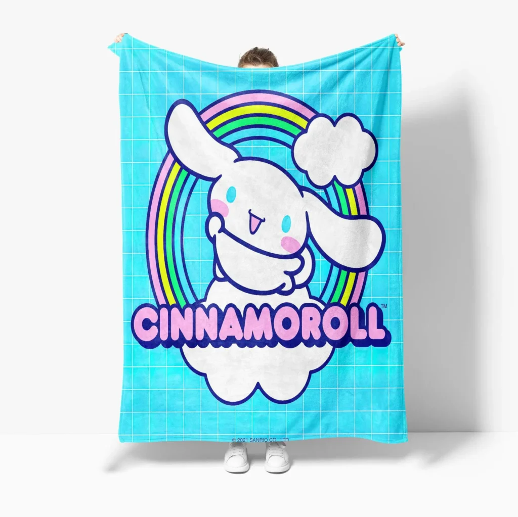 Kawaii Sanrios Blanket My Melody Kuromi Cinnamonroll Flannel Blanket Anime Plush Doll Lightweight Soft Bed Couch 8 - Cinnamoroll Shop