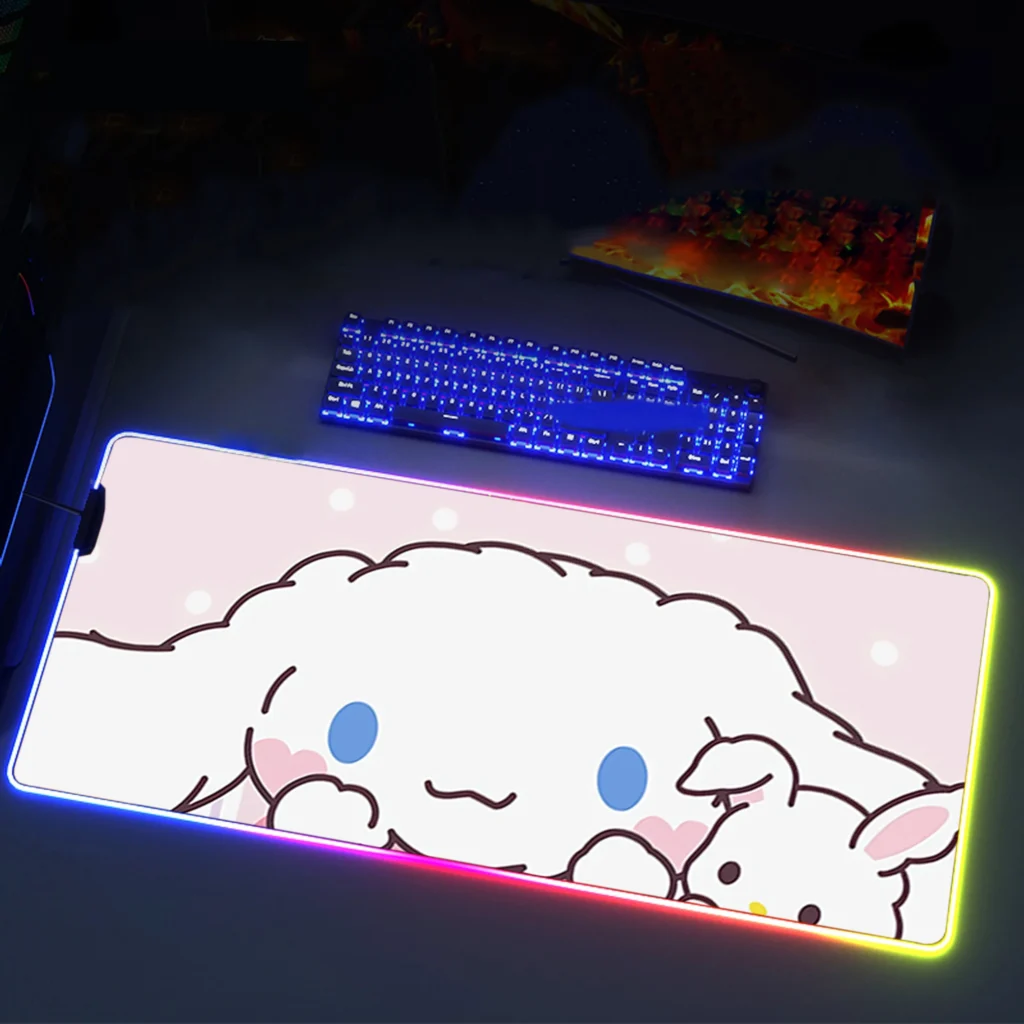 Pc Accessories Cinnamorol Rgb Mouse Pad Mousepad Xxl Backlight Desk Protector Gaming Large Mat Anime Gamer 4 - Cinnamoroll Shop