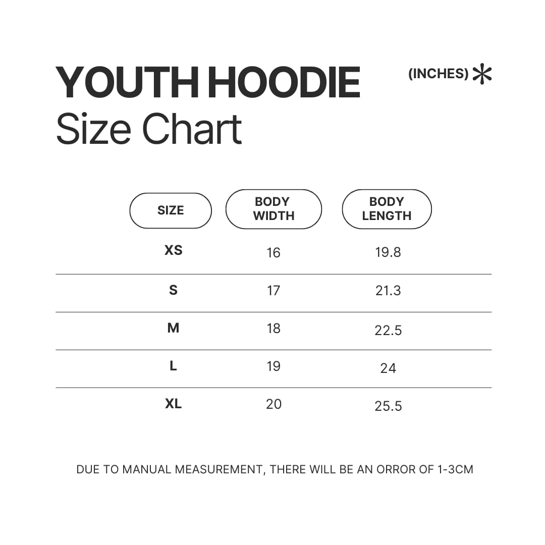 Youth Hoodie Size Chart - Cinnamoroll Shop