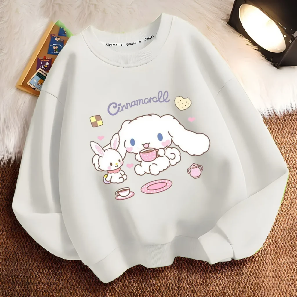 new Cartoon Sanrio Cinnamoroll Pattern Girls Sweatshirt Autumn And Winter Thickening Section Sweatshirt Girls Trendy Clothes 2 - Cinnamoroll Shop