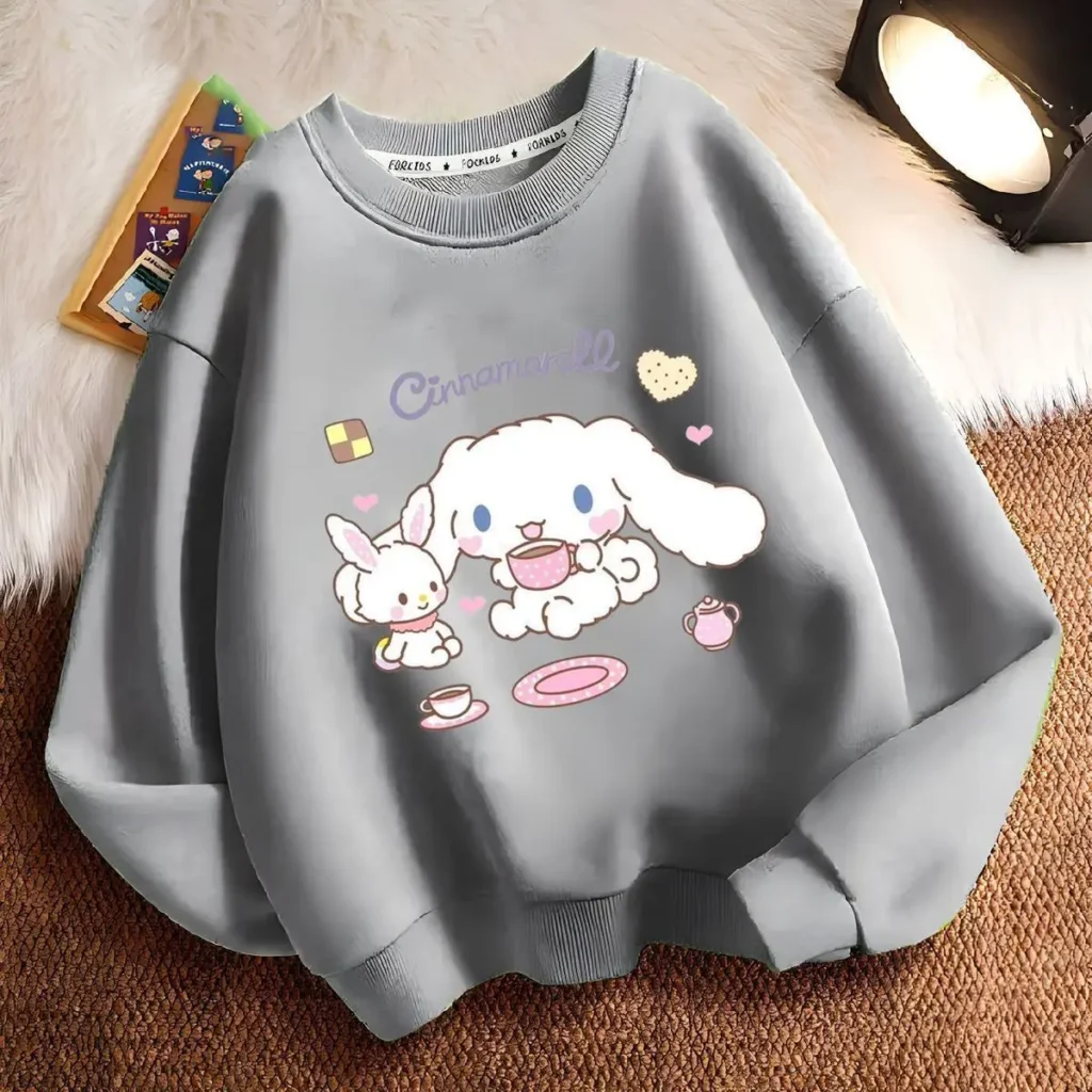 new Cartoon Sanrio Cinnamoroll Pattern Girls Sweatshirt Autumn And Winter Thickening Section Sweatshirt Girls Trendy Clothes 6 - Cinnamoroll Shop