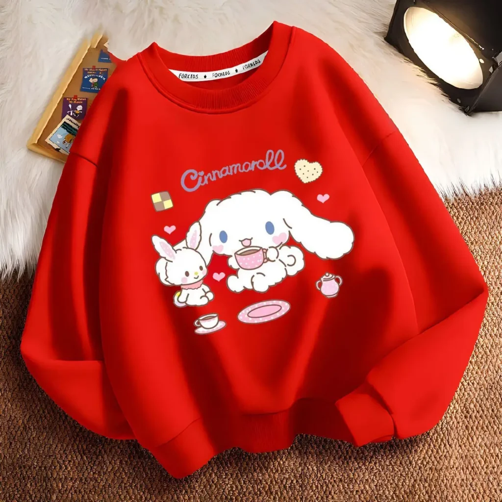 new Cartoon Sanrio Cinnamoroll Pattern Girls Sweatshirt Autumn And Winter Thickening Section Sweatshirt Girls Trendy Clothes1 - Cinnamoroll Shop