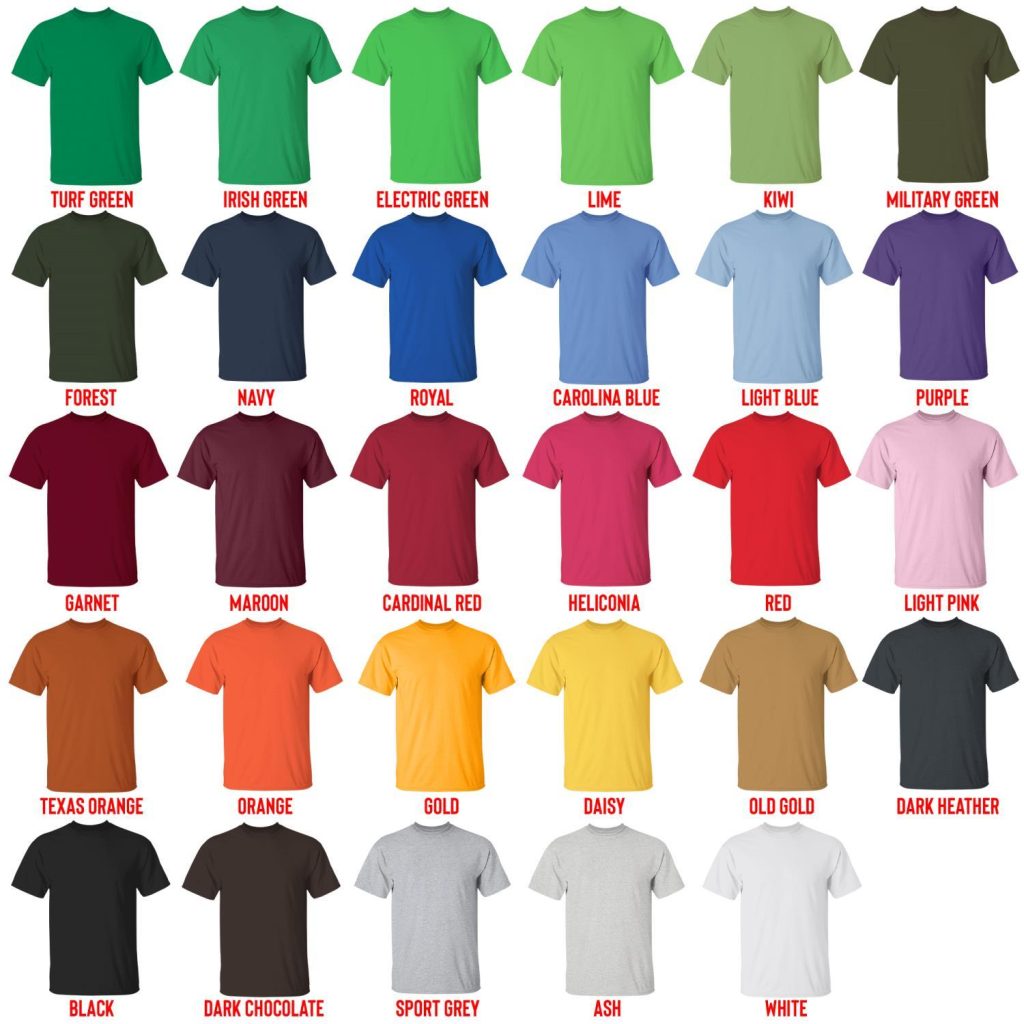 t shirt color chart - Cinnamoroll Shop